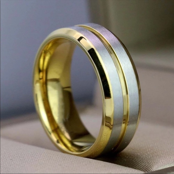 ☆☆Luxury Gold-Color Men Stainless Steel Ring Band - Picture 2 of 5